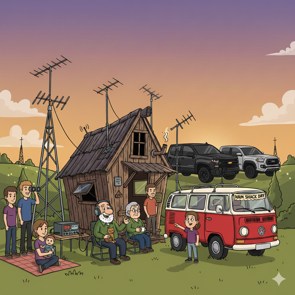 cartoon of a HAM Shack Day